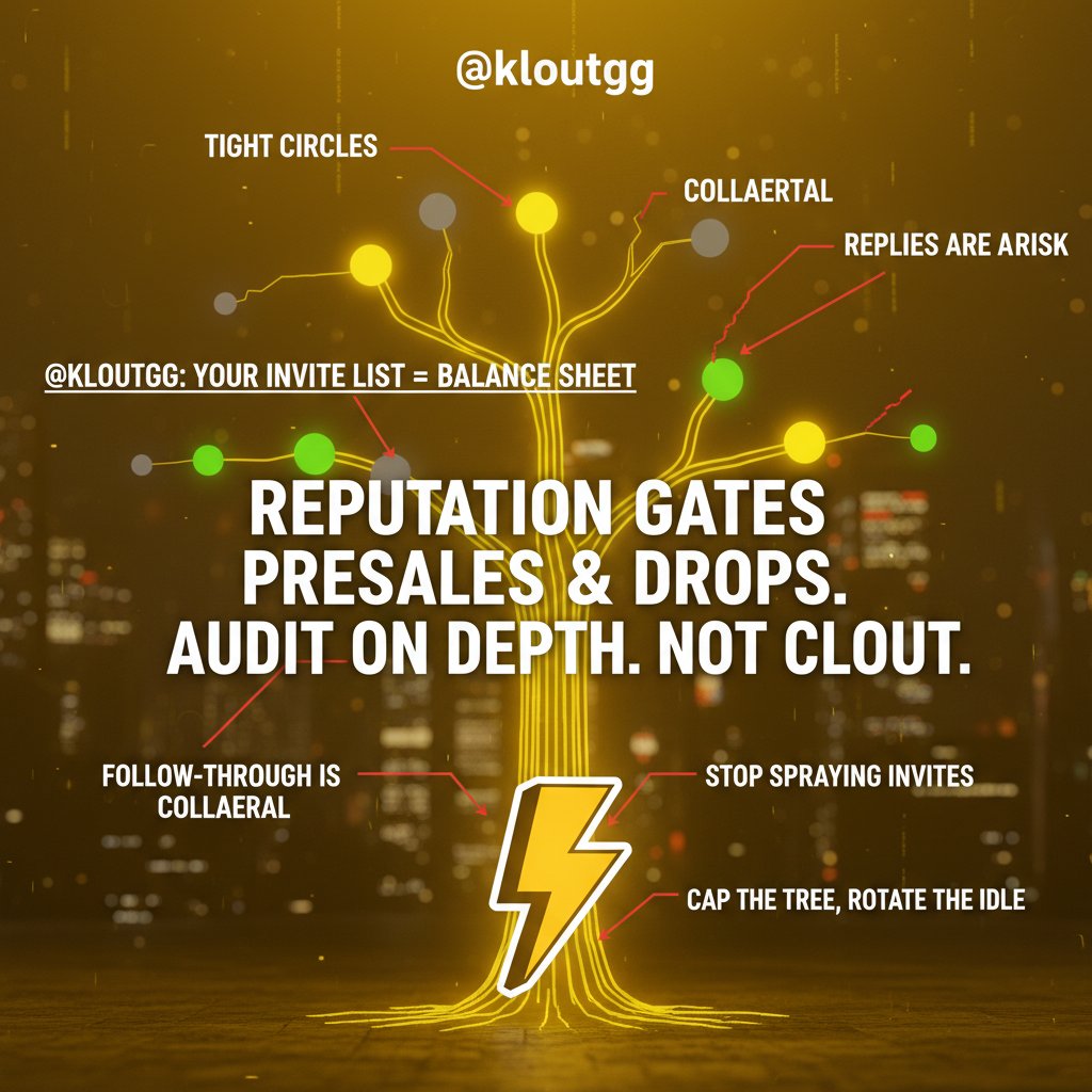 crypto promised to price attention, then spent a decade pricing coins  instead finally, an app makes your invite list a balance sheet on @kloutgg,  reputation gates presales and drops; one weak branch