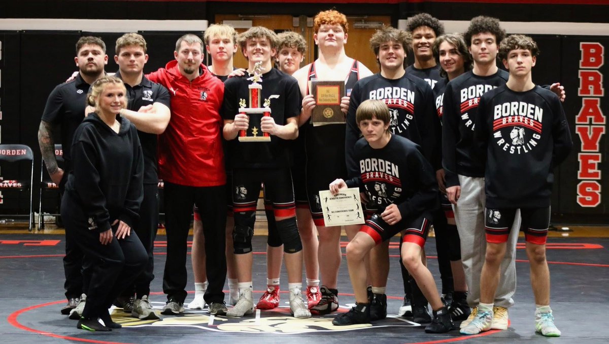 Beyond proud of our team. Today we won the first ever sac tournament as a team! Placing first was Xander Hawkins, Wesley Ashcraft, Joey Switt, and Aidan Ross. Aidan was also named the most valuable wrestler. <a href="/bordenathletics/">Borden Athletics</a> <a href="/joshcookNT/">Josh Cook</a>