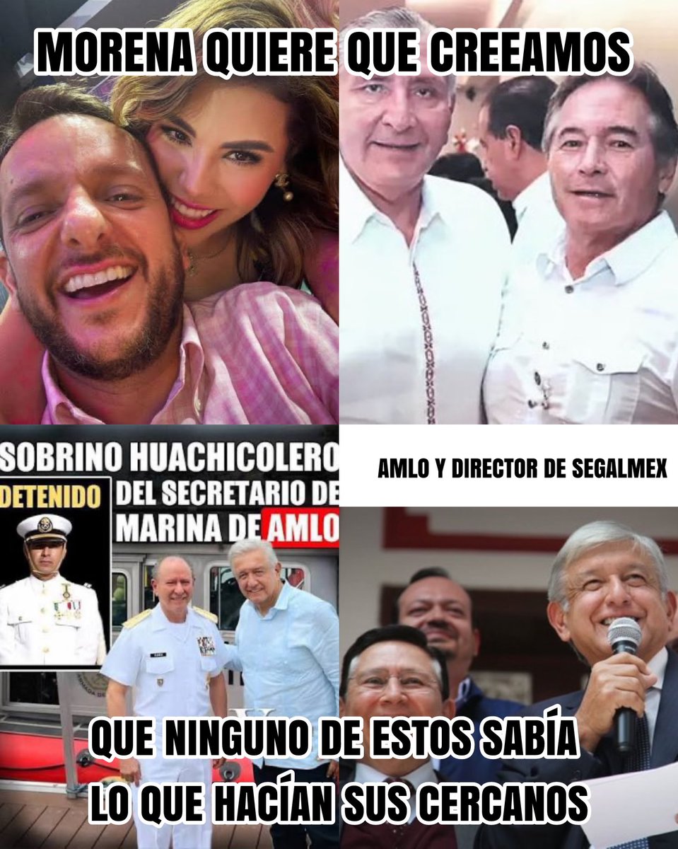 Morena quiere que creamos que nadie sabía nada.
La gobernadora no sabía de su marido,
Adán Augusto no sabía de su secretario,
el almirante no sabía de sus sobrinos,
y AMLO no sabía de su amigo en Segalmex.

Qué mala suerte:
todos rodeados de corrupción…
y todos con amnesia