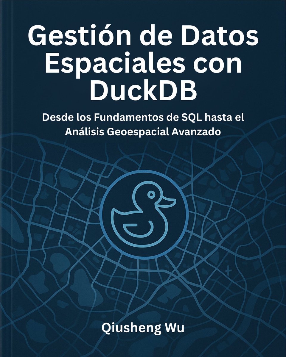 giswqs's tweet photo. Happy to share that my DuckDB book is now available in Spanish! 

Use this link to get 35% off: https://t.co/5U0ayaRghi 

At 468 pages, this book provides a practical, hands-on guide to scalable geospatial analytics and visualization using DuckDB. All code examples are open-source and freely available on GitHub so you can follow along, adapt, and extend them.

Book website: https://t.co/PcrQNOdF53
GitHub repo: https://t.co/bovZybK0Yb
Table of Contents: https://t.co/EpmWQPCsWA

The Spanish PDF edition of the book is available on Leanpub: https://t.co/8aqCeoQQxp

Full-color print edition now available on Amazon: https://t.co/pBKqfn4k01

#geospatial #duckdb #python #datascience