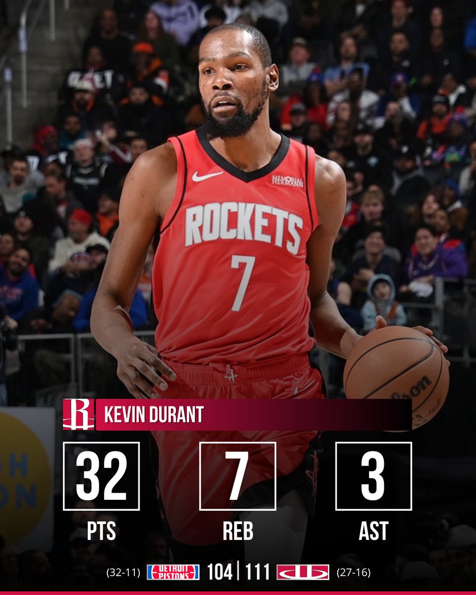 VITÓRIA DO HOUSTON ROCKETS 111-104 CONTRA O PISTONS. Kevin Durant