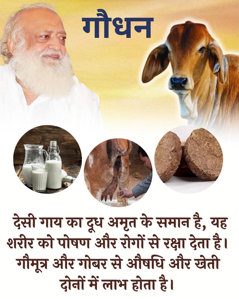 Sant Shri Asharamji Bapu says:
Cow is not merely a matter of faith,but a complete way of life.
Gau Dhan provides Adbhut Labh—in health &amp; spiritual progress.Panchgavya are like nectar &amp; are the foundation of the nation’s self-reliance #DesiGaay 🐄🐄🚩🙏
youtu.be/GTAavb7wsWI