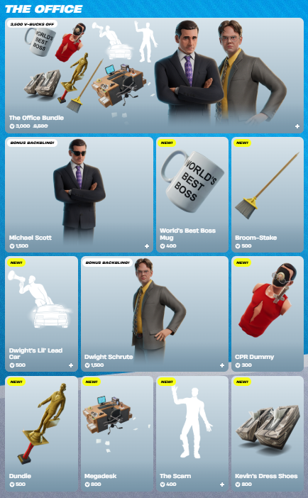 The Office has arrived to #Fortnite with Michael Scott and Dwight Schrute, and you can get the bundle and/or items in the shop until January 30th!

Get the full bundle here: fortnite.com/item-shop/bund…

Use creator code: DT3 to support! #EpicPartner #ad