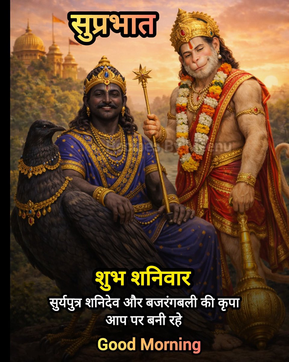 🕉️🚩🚩🚩🚩🚩🚩🚩🚩🚩🕉️
‼️🙏जय श्री राम जी🙏‼️ 
‼️🙏जय वीर हनुमान जी🙏‼️ 
‼️🙏जय शनिदेव महाराज 🙏‼️
🙏🚩#जय_शनिदेव🚩🙏
🙏🚩#ॐ_हं_हनुमंते_नमः🚩🙏
🙏🚩#ॐ_शं_शनैश्चराय_नम🚩🙏
🚩⚫#शुभ_शनिवार⚫🚩
🍃🔆#शुभ_प्रभात🔆🍃
🚩#सनातन_धर्म_ही_सर्वश्रेष्ठ_है🚩