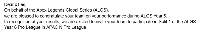 xTies_eSports's tweet photo. ━━━━━━━━━
　　 お知らせ
━━━━━━━━━

この度、xTiesはALGS Year6 ProLeague Split1への招待をいただきました。 
これは日頃から応援してくださっている皆さまのおかげであり、 そして何より、選手たちがこれまで積み上げてきた努力と実績が評価された結果だと、チームとして心から嬉しく思っています。  

一方で選手達は「プロリーグという舞台は全ての競技選手にとって夢を懸けて戦う特別な場所であり、その場に立つ以上しっかりと準備を整え練習をし、万全の状態で臨むべきである」
という強い思いを持っています。
チームとしても、その真摯な姿勢を尊重しています。

こうした背景もあり現在、選手たちは自身の将来やキャリアを踏まえ、同じく招待を頂いたMilim選手と共に
真剣かつ慎重に今後について考えているところです。
どのような結論に至ったとしても、チームとしては選手たちの判断を尊重し、応援していく所存です。

結論がまとまり次第改めて皆さまにご報告いたします。 どうか温かく見守っていただけますと幸いです。
＿＿＿＿＿＿＿＿＿＿
#xTies👔