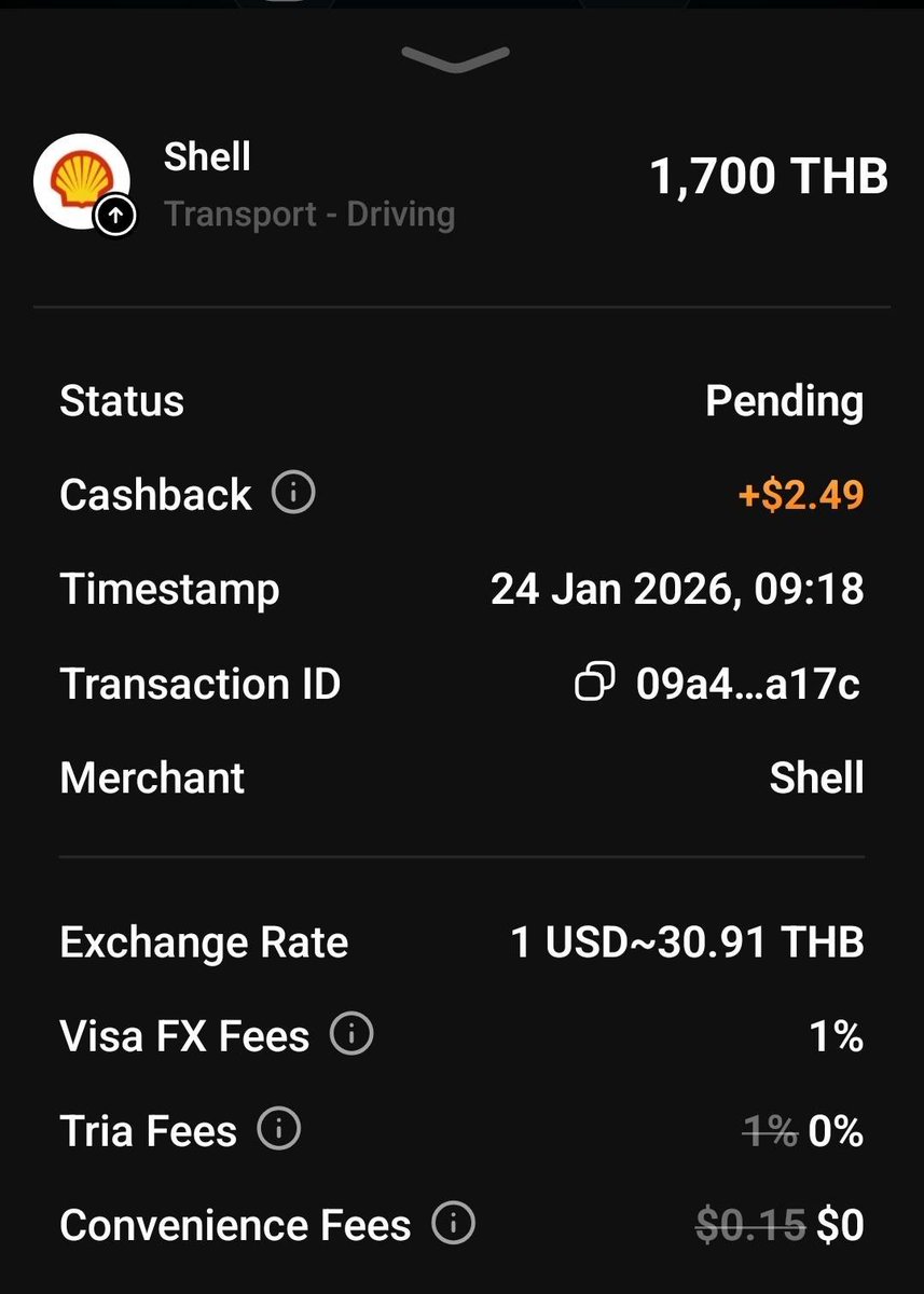 Paid for gas with my Tria card (<a href="/useTria/">Tria</a>) ⛽💳
THB 1,700 at <a href="/Shell/">Shell</a> and got instant cashback back 💸
No extra fees, just smooth and rewarding.

Using Tria for daily spending = real value.
Totally worth it. 🔥 #TriaIRL #Tria #Cashback

Get yours: app.tria.so/?accessCode=Z8…