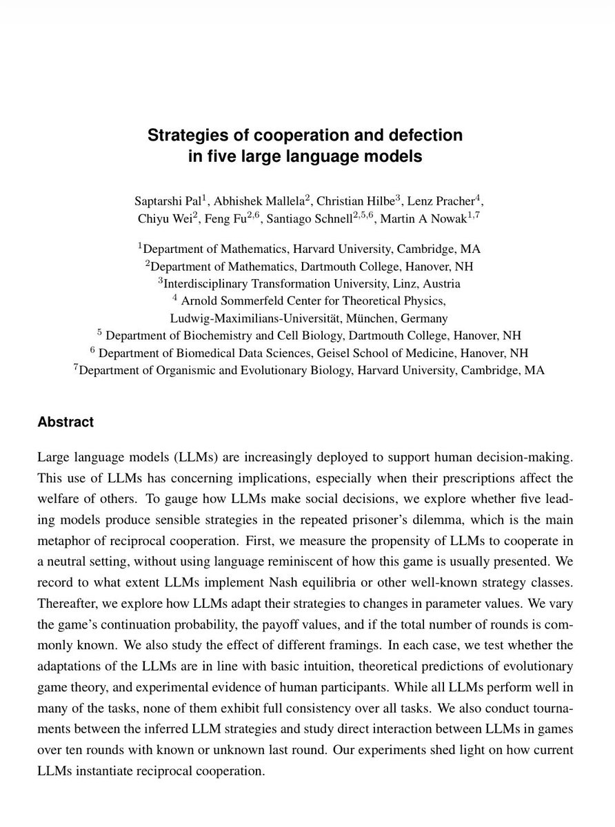 AI同士を囚人のジレンマで戦わせるトーナメントではClaudeが圧勝したとのこと。
ハーバード大学などの研究者らが、「AIが駆け引きにおいて合理的な判断を一貫してできるか」を調べるために実験。​​​​​​​​​​​​​

囚人のジレンマとは、協力するか裏切るかを選んで最終的な利益を追求するゲームです。