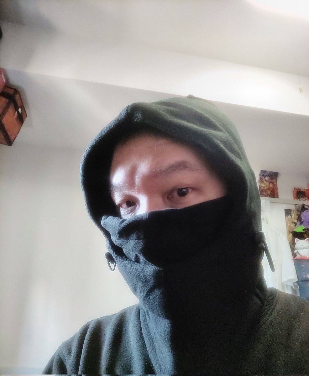 夜が0℃近いと顔が寒くて、バラクラバ（目出し帽）を買ってみた。……これ