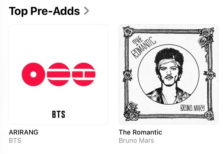 btschartmaster's tweet image. .@BTS_twt 'ARIRANG' is the most pre-added album on US Apple Music. 🇺🇸