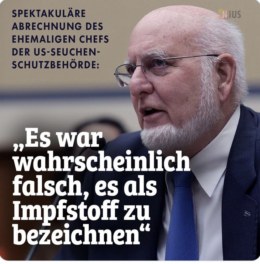 RealWsiegrist's tweet image. Dr. Robert Redfield, ehemaliger CDC-Direktor, hat in jüngeren Auftritten und Interviews eine deutlich kritischere auf die Covid‑Impfkampagne vorgelegt, als dies während seiner Amtszeit der Fall war.[1][2]
x.com/RealWsiegrist/…

Redfield betont inzwischen, dass es aus seiner…