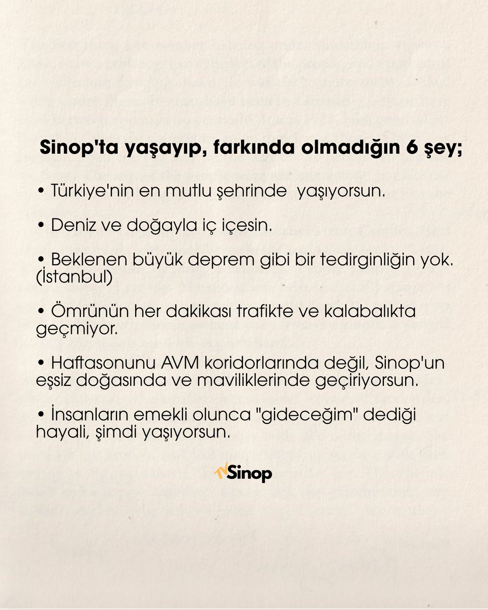 Sinop'ta yaşayıp, farkında olmadığın 6 şey !

#sinop #farkındalık #durum #yaşam #hayat