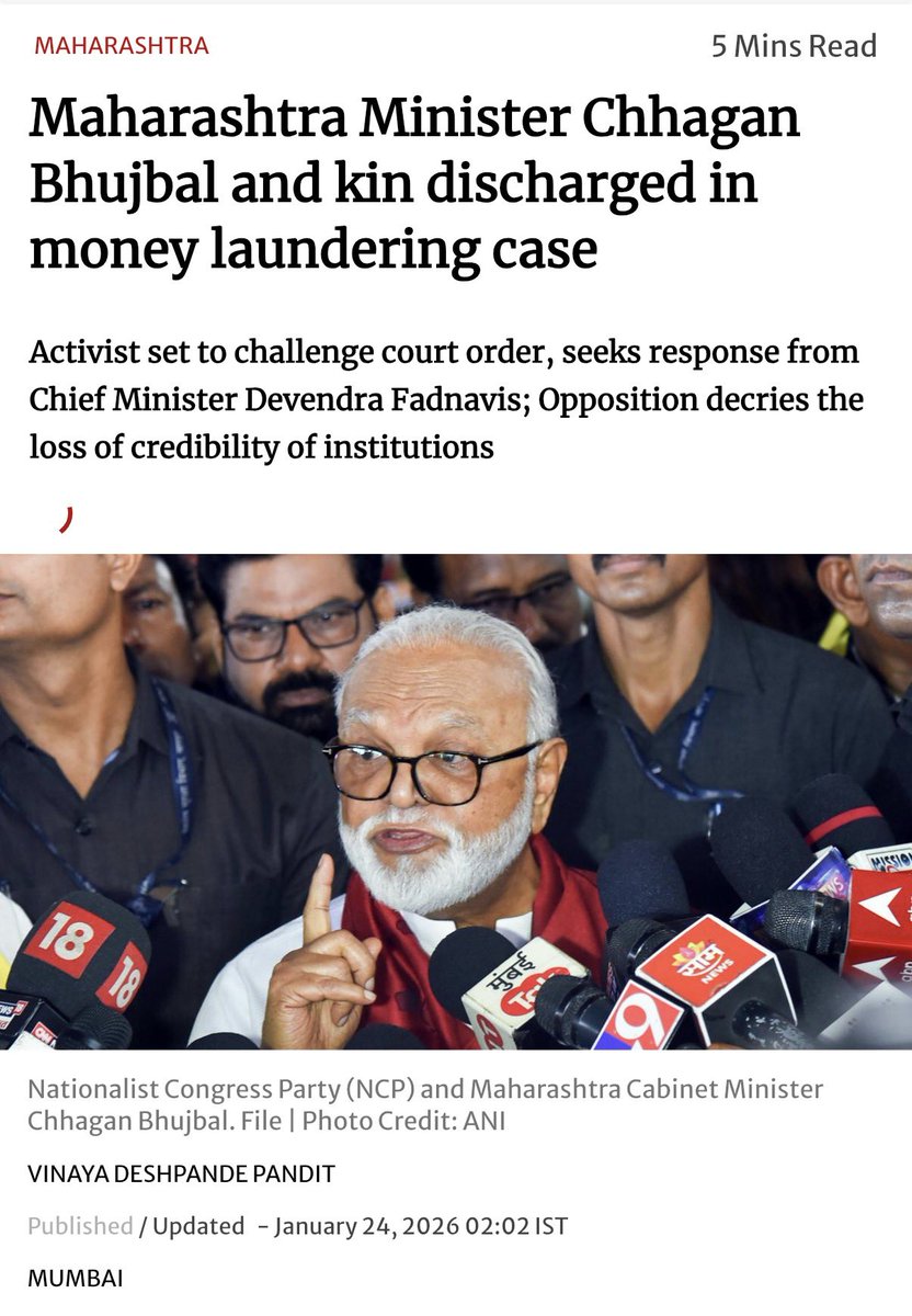 Here’s a mystery that only Amit Shah can answer:

👉 In 2016, then-NCP leader Chhagan Bhujbal was arrested by the ED in the Maharashtra Sadan Scam case 

👉 Bhujbal spent 2 years in jail 

👉 After being released, Bhujbal defected &amp; joined the BJP-led Maharashtra Govt as a