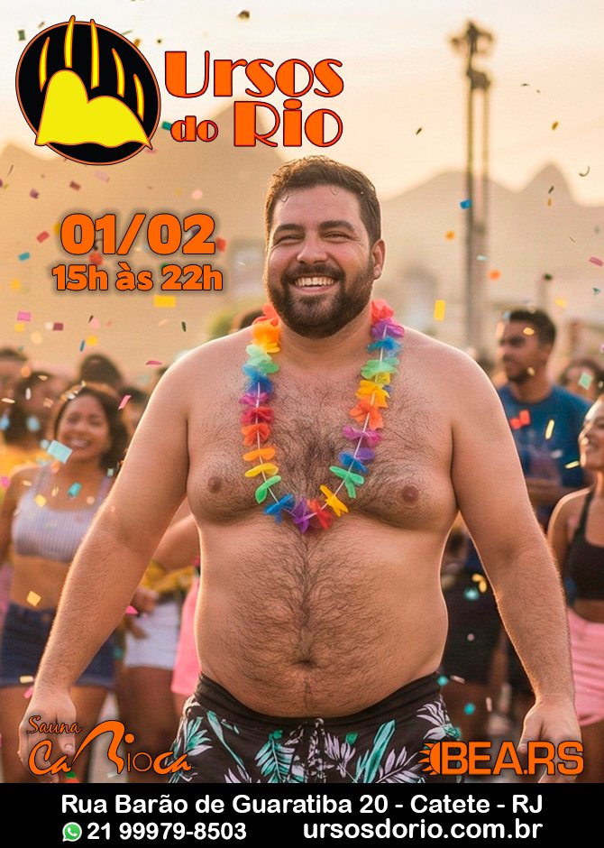 O Carnaval já está chegando e essa é a última chance de treinar o rebolado com os Ursos do Rio antes da folia oficial.

Ursos do Rio na Sauna: o pré-carnaval perfeito para encontrar o crush da sua fantasia!

Info: ursosdorio.com.br