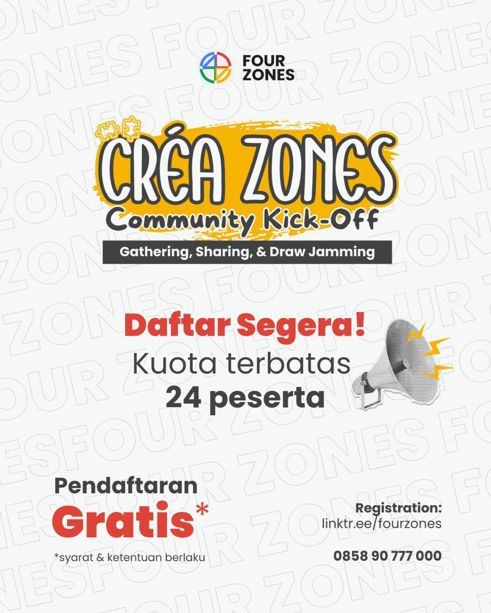 Gratis! 

Dapet relasi baru, gambar bareng dan sharing tips sesama artist with Kak <a href="/maghfirare/">magf🍀</a>? 

Khusus untuk 24 peserta aja! <(￣︶￣)>

Warga <a href="/artistsbase/">Artist’s Base</a> lngsung aja daftar di sini gaiss: linktr.ee/fourzones