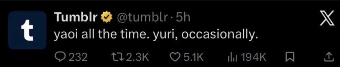 Solitasua's tweet image. They deleted the tweet but at LEAST 5K people immediately agreed. Fandom spaces treat wlw like shit, tumblr is one of the hubs for fandom and they loved making wlw the joke