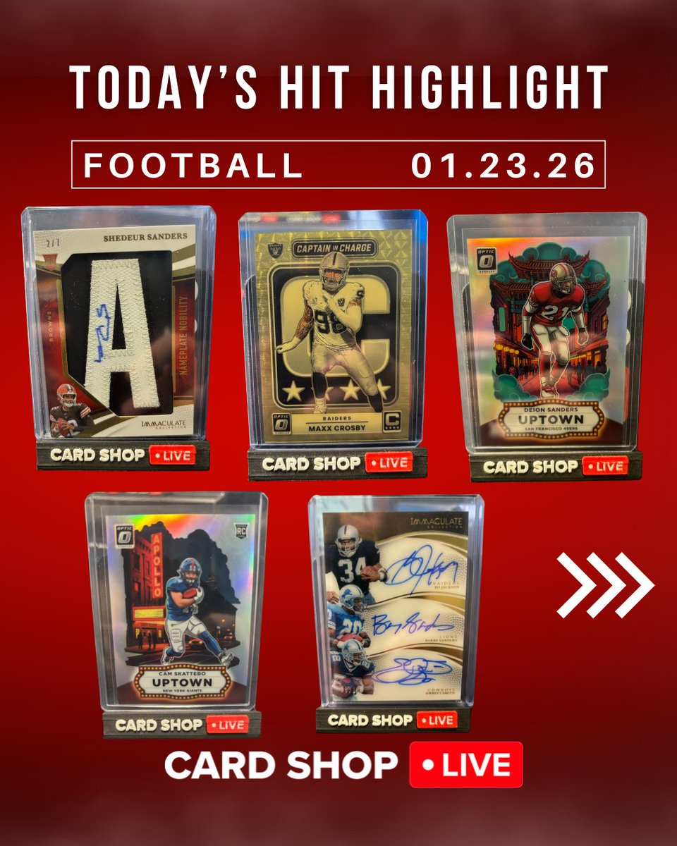 Today’s Hit Alert

Big football heat pulled live by Mike. Uptowns, Gold Vinyl, and a TRIPLE AUTO all hit in one break. These came straight out of Immaculate and Donruss Optic.

Which hit is your favorite?

If you’re trying to get your hands on football cards, make sure to join