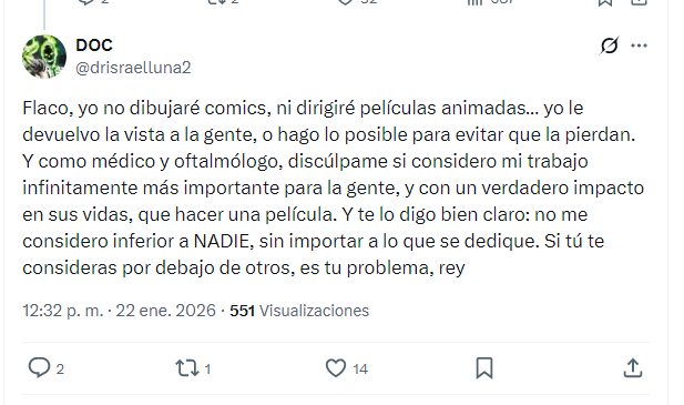 "Yo le devuelvo la vista a la gente" oraaa! jaja

Jota pues hazte un chequeo, que no ves el mugrero que hace DC/WB y aun asi lo defiendes?