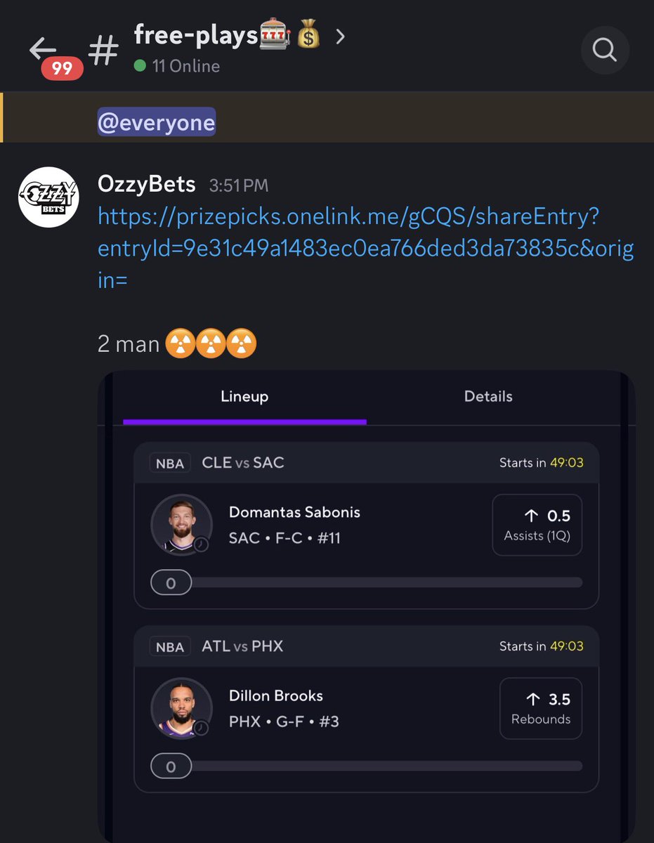 AusellBets's tweet image. CASH THE 2 MAN NBA NUKE ☢️☢️☢️

Join the FREE Discord ⬇️⬇️⬇️

discord.gg/SA3VwyrsS

#prizepicks #winningteam #NBA #Gambling𝕏 #nuke