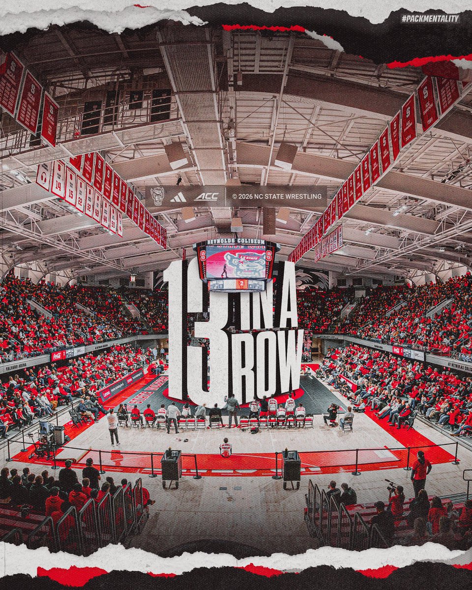 PackWrestle's tweet image. You entered the wolf den, learned why they warn you. 

13 consecutive wins over UNC.
#PackMentality