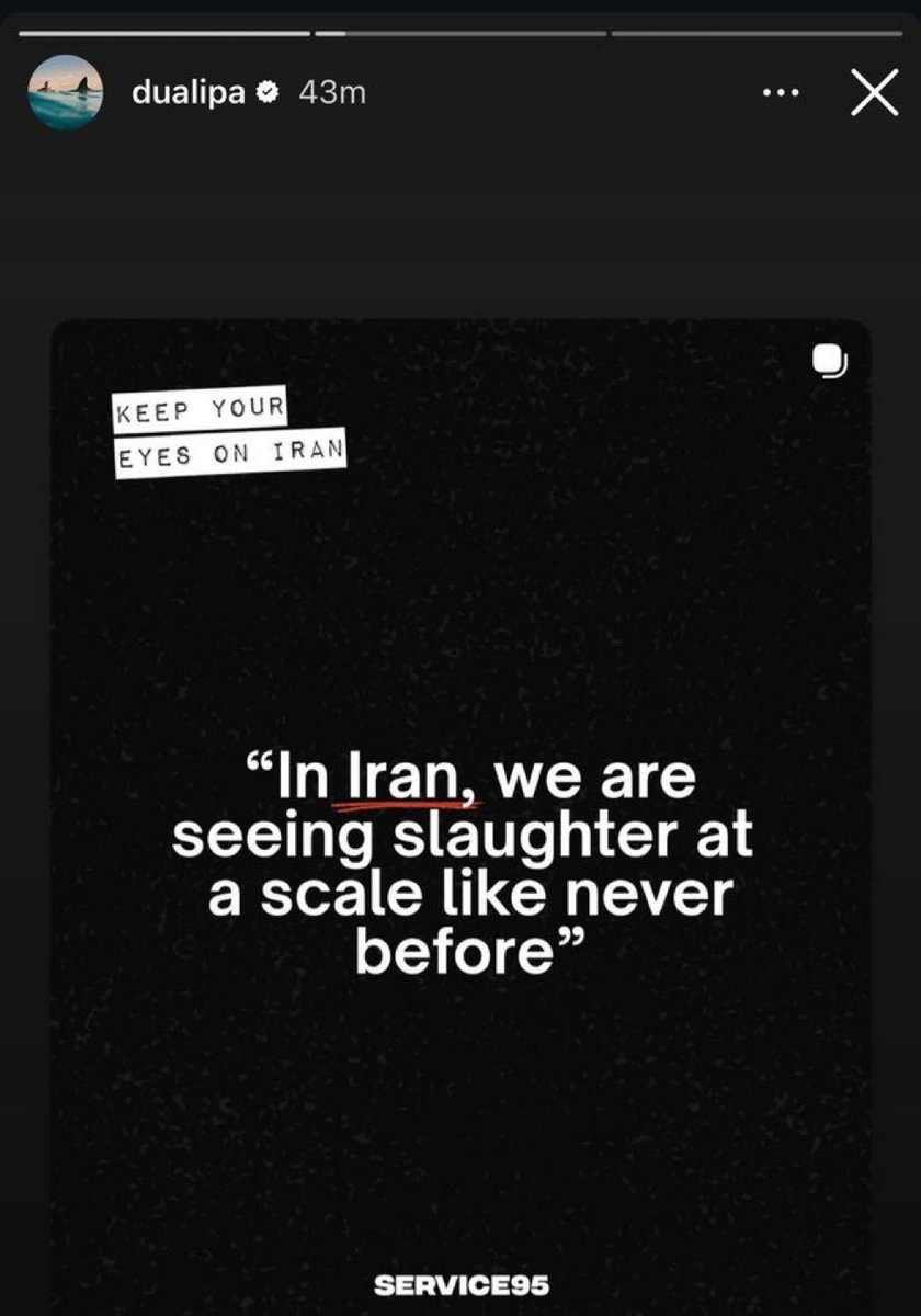 Credit to Dua Lipa for being consistent to and speaking out about Iran