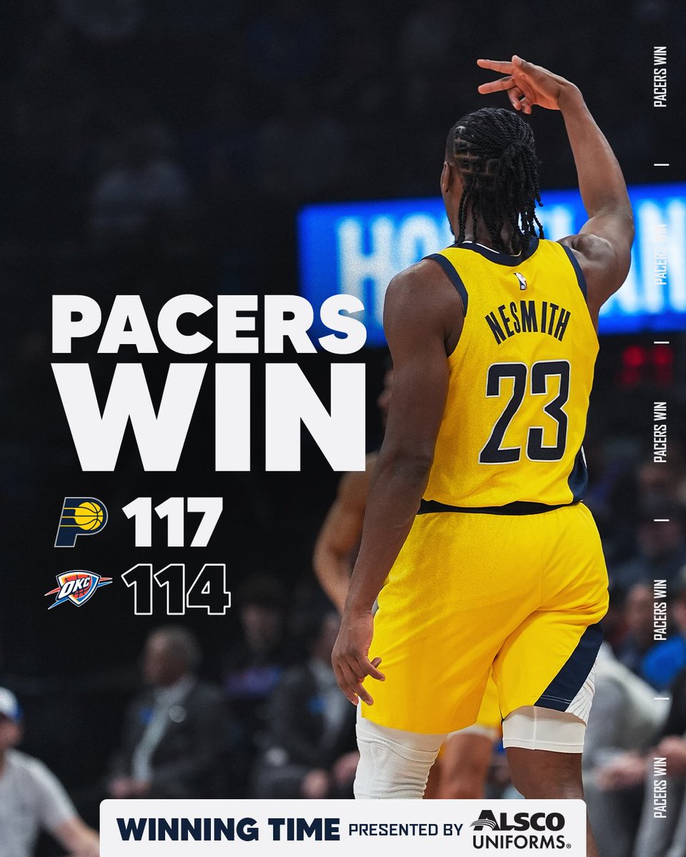 Leaving OKC with the win 💥

#PacersWin