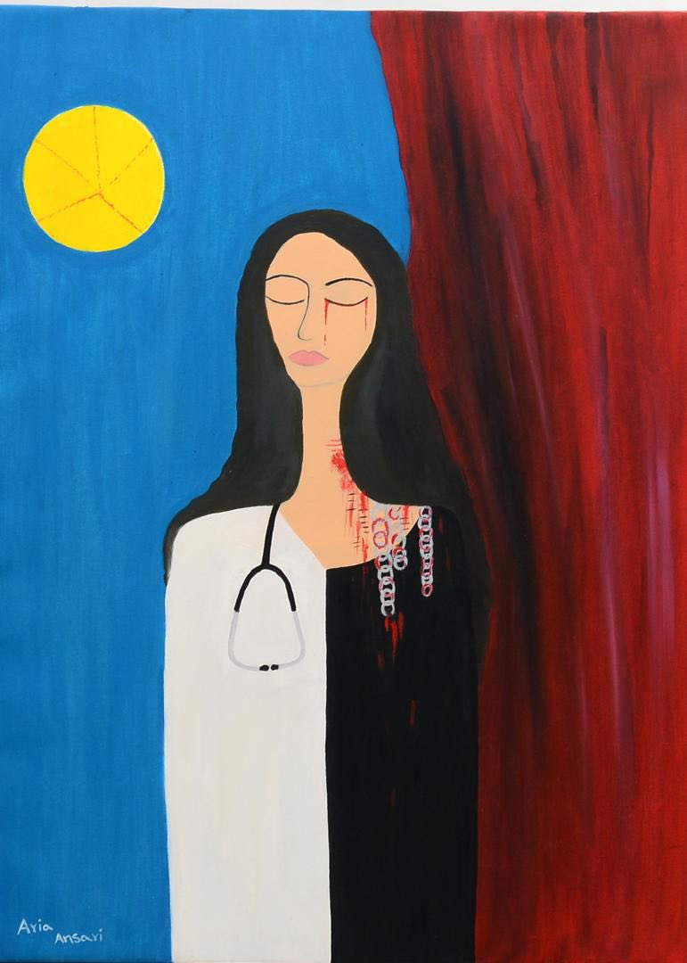 On #EducationDay, we share Lost Dreams of Afghan Girls, a painting by one of our members. It reflects both the pain Afghan girls endure &amp; the hope they still carry to learn, heal, &amp; dream. Her art reminds us that education is not just a right, but the light that keeps hope alive.