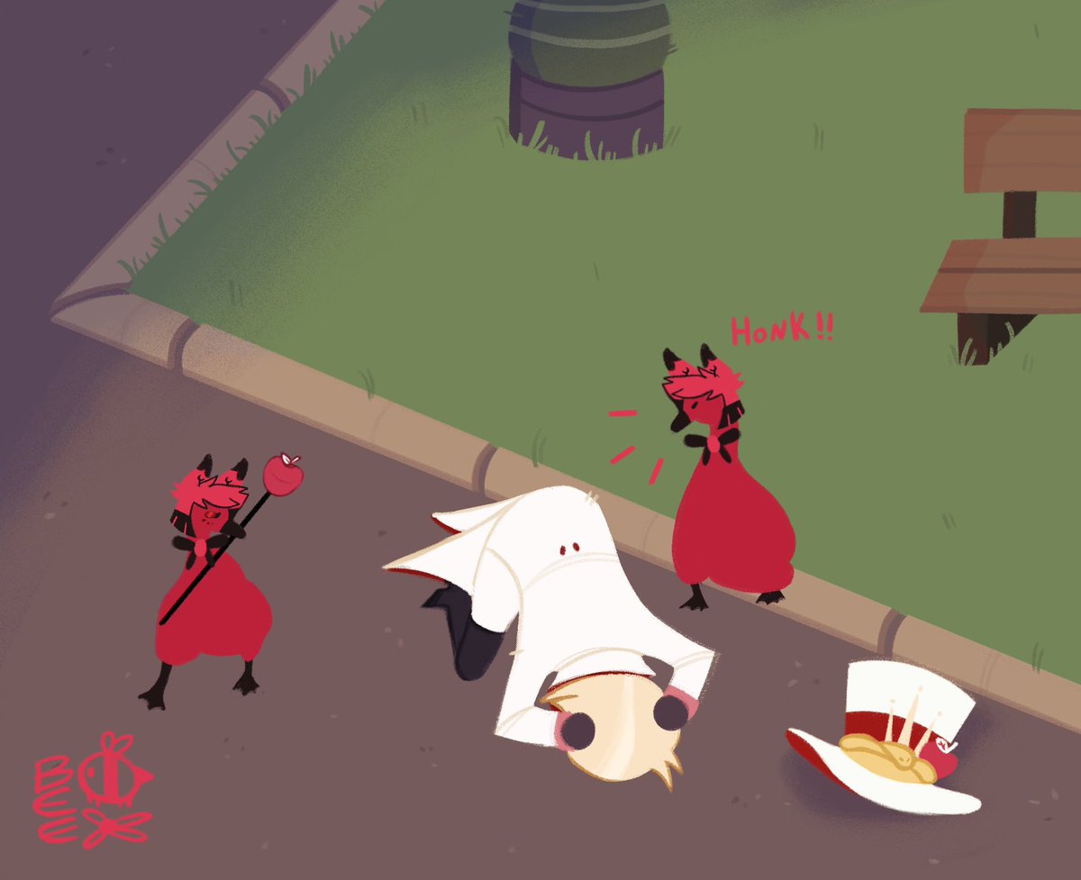 Awkwardbee4's tweet image. Some goose Alastor and duck Lucifer
Radioapple :)
(Plus one of Alastor as a swan)
#radioapple #LuciferMorningstar #Alastor #Fanart #hazbinhotel #AlastorHazbinHotel