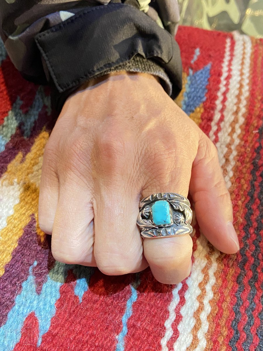 BIG HANDの一点物のターコイズリング、サイズ直ししてお迎え頂きました