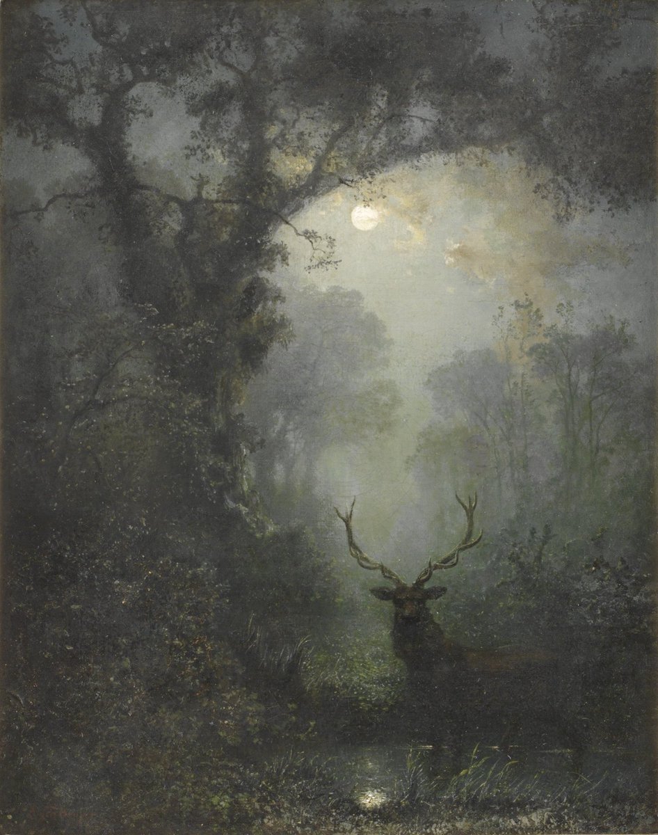 emjanerothwell's tweet photo. ‘Deer in the Forest,’ by Eugen Krüger (1832-76) https://t.co/H4WontMNl8