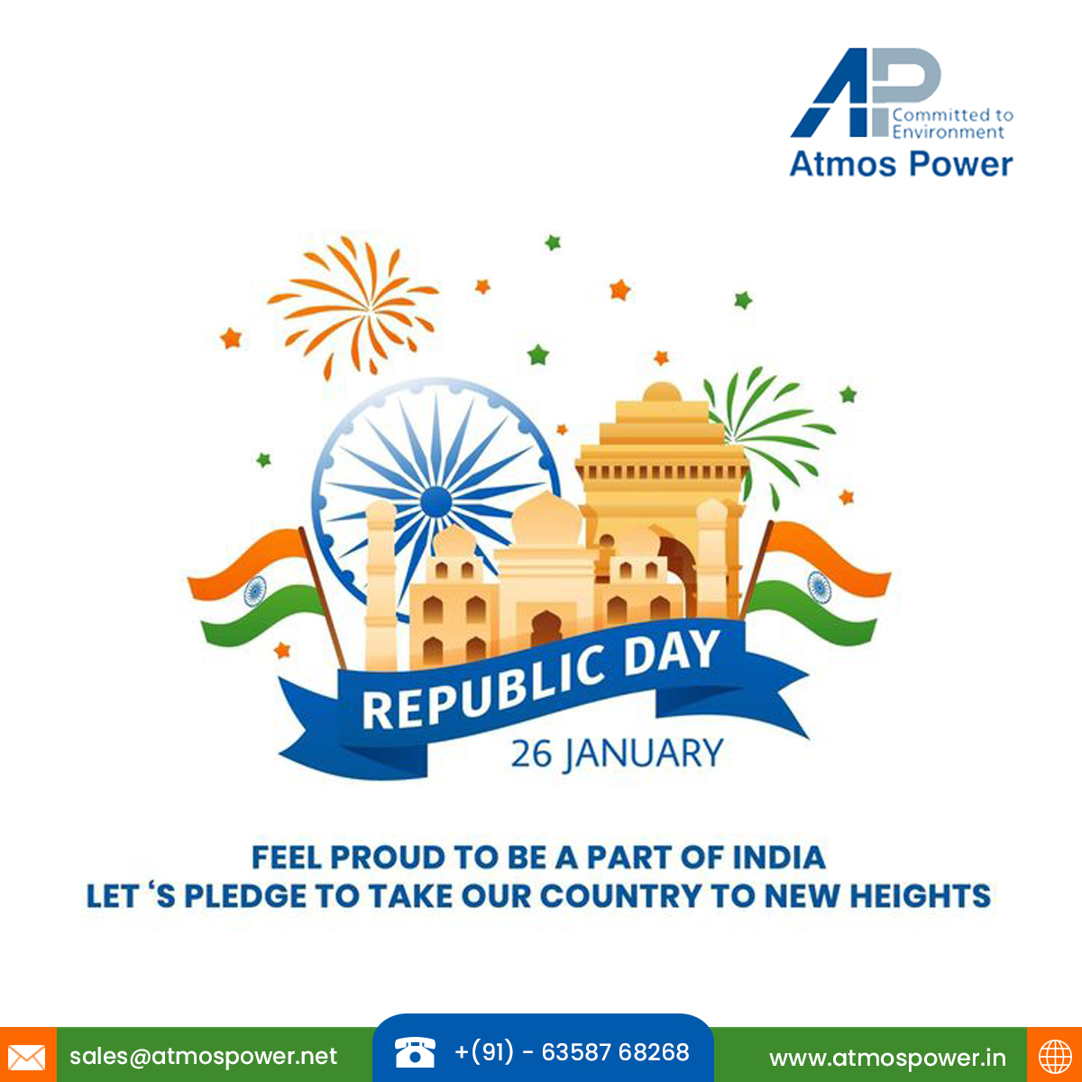 atmospowerltd's tweet photo. On this Republic Day, Atmos Power Pvt. Ltd. salutes the spirit of our Constitution and the values that shape a healthier, stronger nation.
Together, let us build a future rooted in trust, progress, and care.
 🇮🇳 𝐇𝐚𝐩𝐩𝐲 𝐑𝐞𝐩𝐮𝐛𝐥𝐢𝐜 𝐃𝐚𝐲 🇮🇳
#RepublicDay2026 https://t.co/2drjdM4RMj