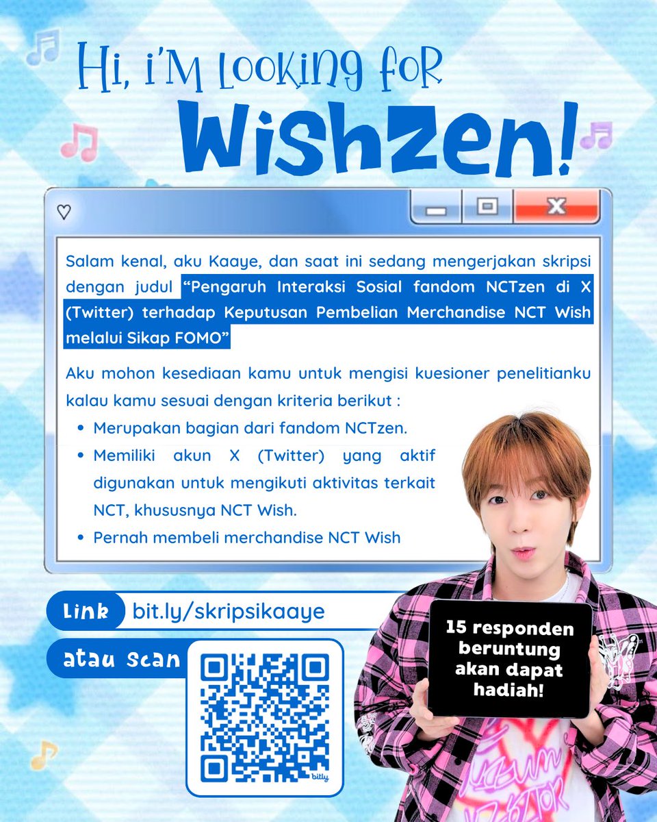 caramellokaaye's tweet image. HALOOO! aku lagi cari responden untuk tugas akhir akuuu. aku mencari nctzen / wishzen yang memenuhi kriteria di gambar yaaa! mohon bantuannya ya teman-teman, aku mw cpt lulus😔😭

📎bit.ly/skripsikaaye