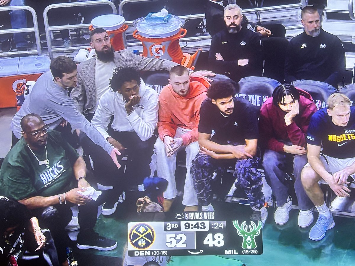 NikolaJokiclove's tweet image. The whole Nuggets roster is in street clothes 😭😭