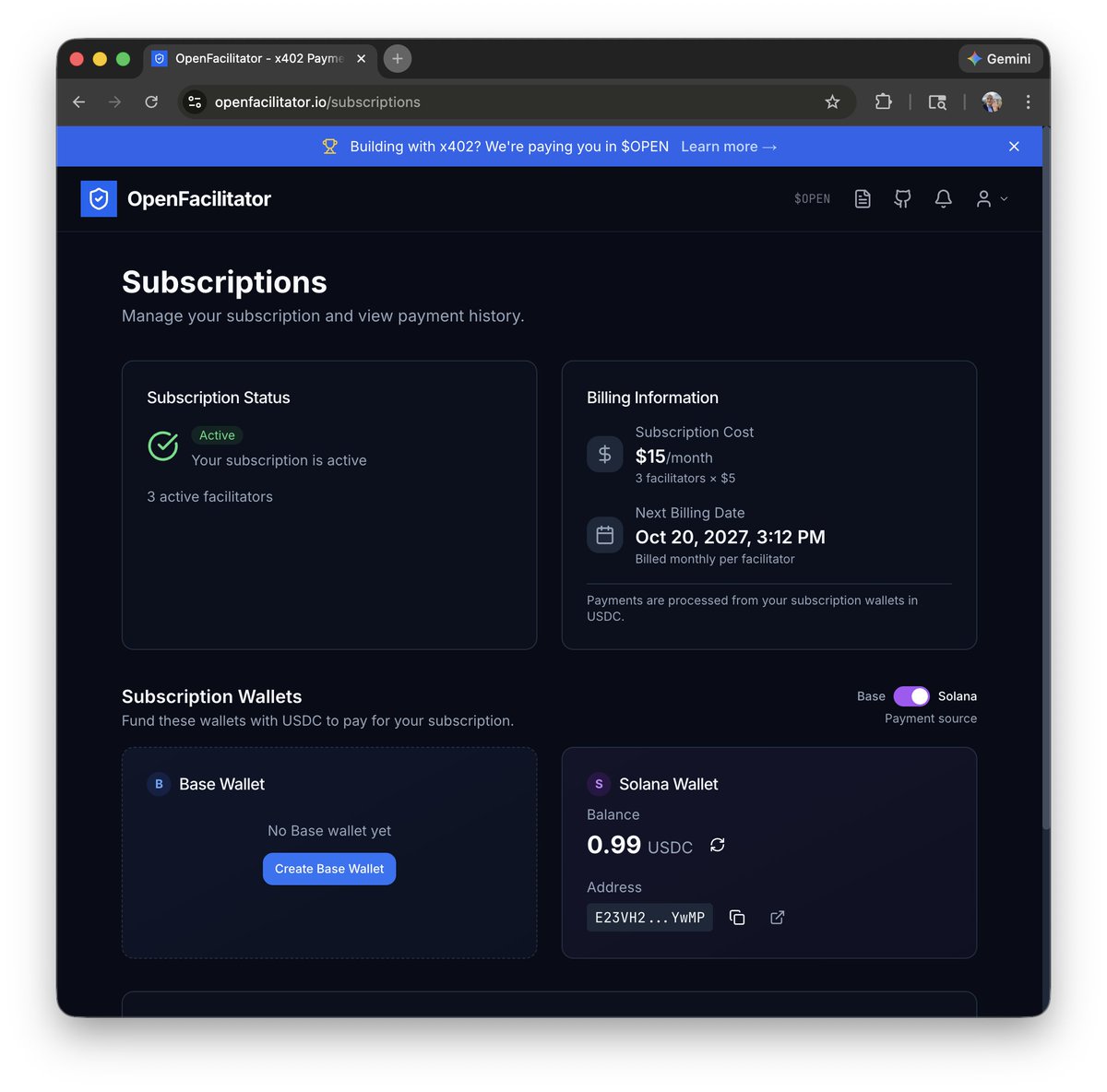 Just deployed vastly improved subscription billing infrastructure.

It's invisible when it works.

Multi-chain. Auto-fallback. Grace periods. Notifications.