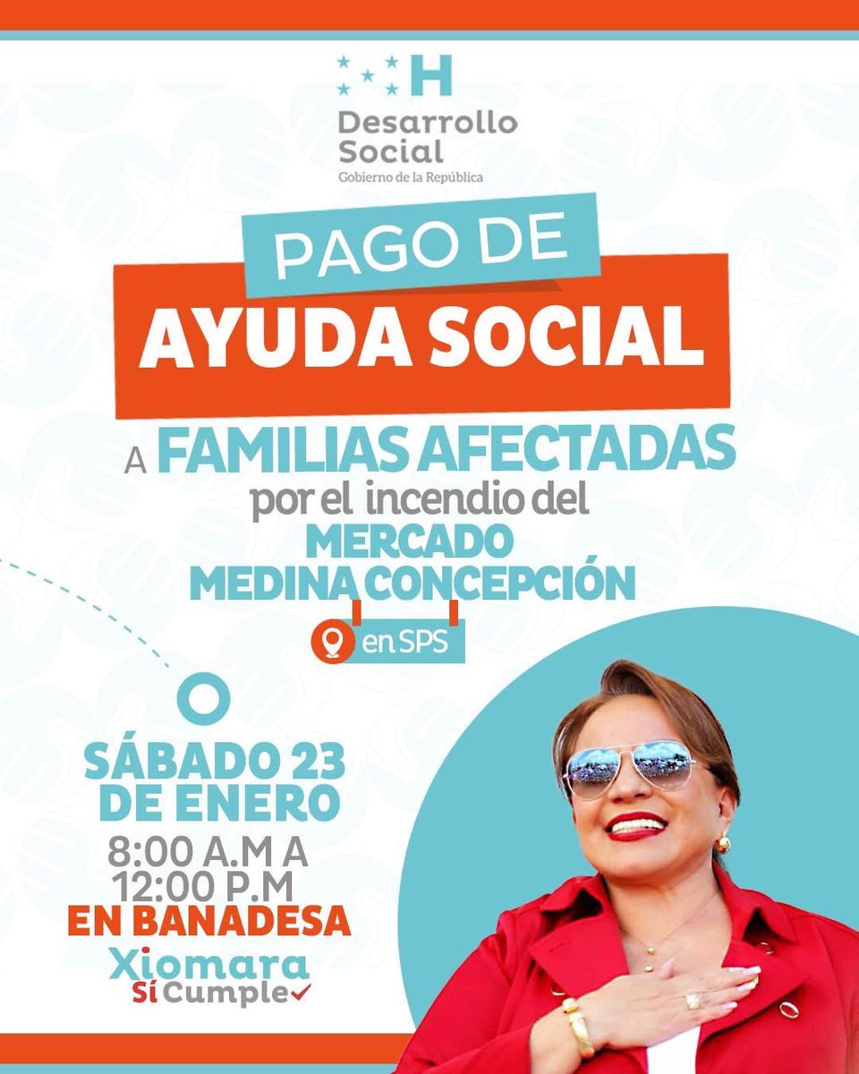Informamos que mañana será el único día de pago, a través de BANADESA, para las personas afectadas por el incendio del Mercado Medina de San Pedro Sula.

Por instrucciones de la presidenta Xiomara Castro, se realizó un diagnóstico de daños y se construyó una propuesta económica