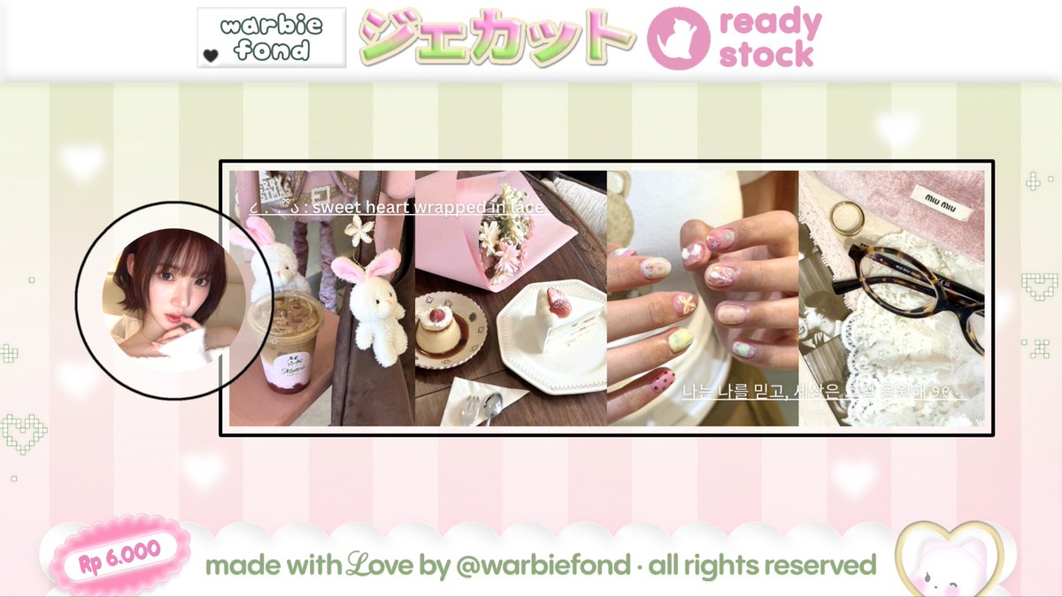 warbiefond's tweet image. ꒰ a repost is truly appreciated! ⭐️ ꒱

hemlo_peeps! ♡ hari ini daisy ada 5 layout ready stock wonyoung, yuha, jiwoo, dan carmen yang bisa kamu take sekarang n___n prici ada di pict &amp;amp; avail replace text, yup ✿  𝄀  #zonauang
