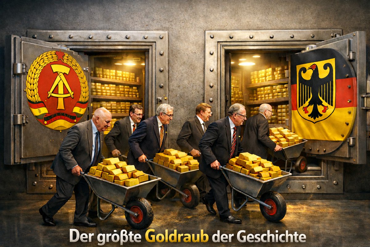 888 Viele erzählen bis heute:

„Die DDR war doch wirtschaftlich am Ende, pleite, wertlos – der Westen hat alles gerettet.“

Klingt gut. Stimmt nur so leider nicht.

Fangen wir mal ganz trocken mit ein paar Zahlen an.

Die DDR hatte 1989 rund 23 Tonnen Gold in den offiziellen