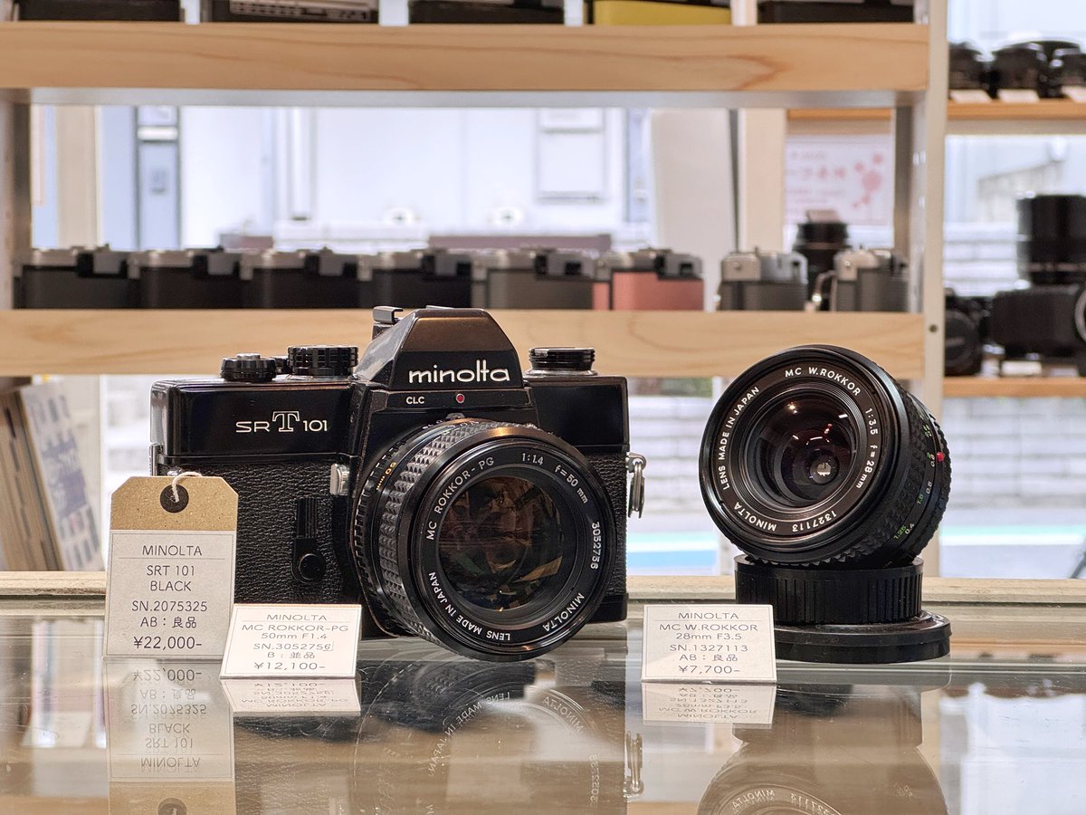 minolta SRT101に、MC W.ROKKOR 28mm F3.5とMC ROKKOR-PG 50mm F1.4の