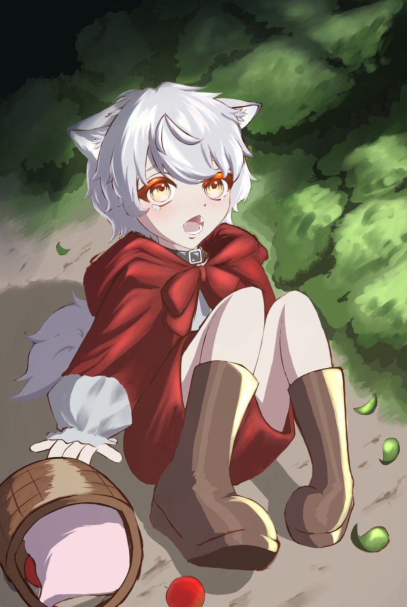 オオカミずきんくん🐺🍎 #OC  #イラスト