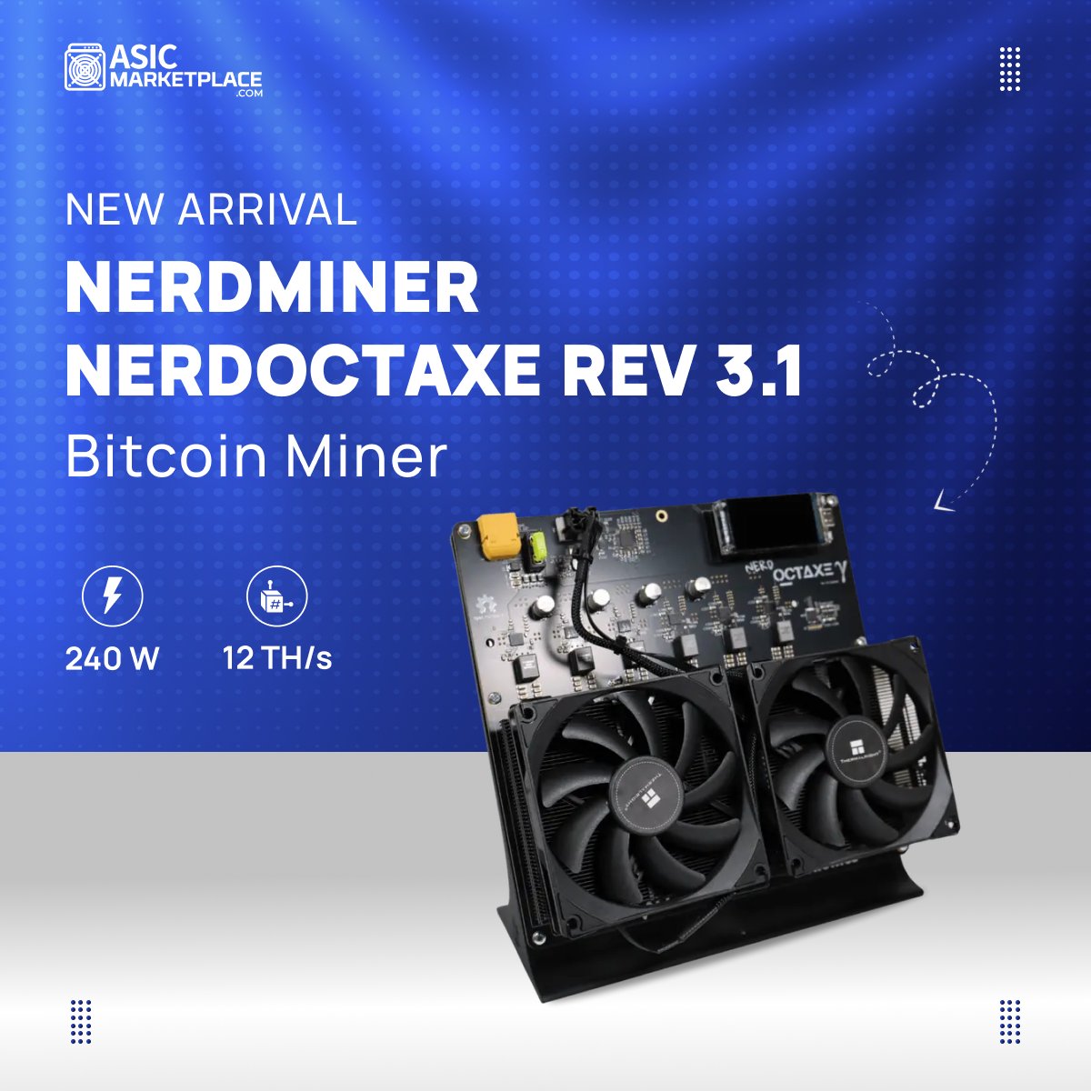 A new Bitcoin home miner is here 🚀 NerdMiner NerdOCTAxe Rev 3.1 brings  true ASIC-style mining to a small, efficient form that fits perfectly in  home and hobby setups. SHOP NOW 👇