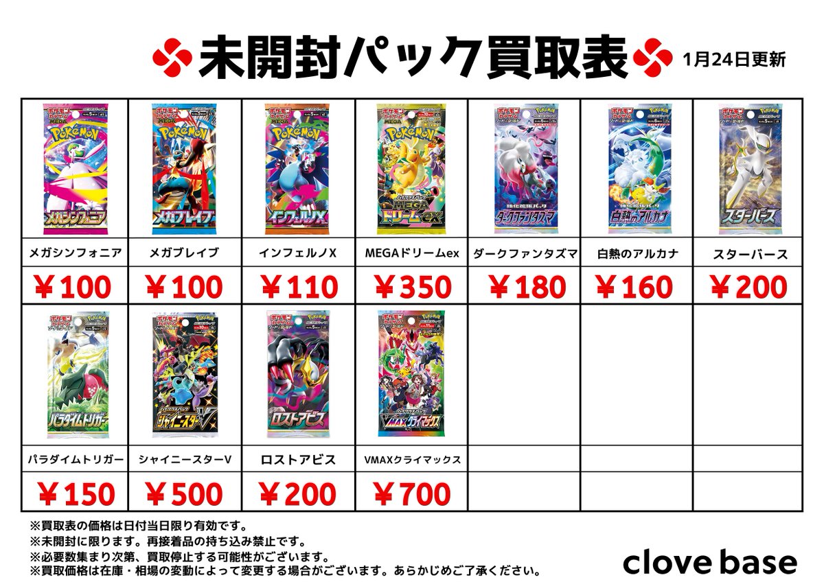 ⭐️ ポケモンカード未開封パック買取表3⃣⭐️ #メガシンフォニア
