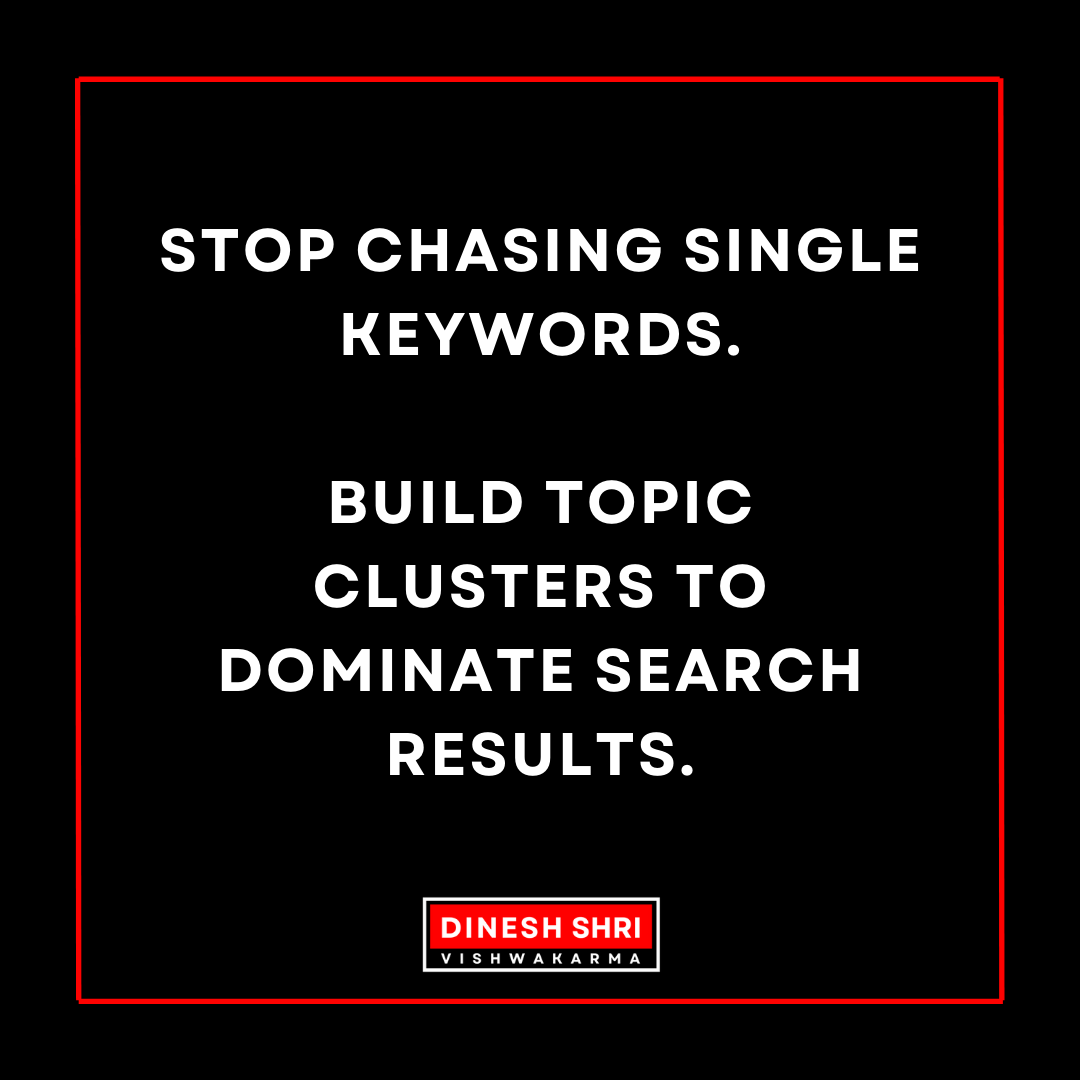 DINESHSVI's tweet photo. Stop chasing single keywords.

Build topic clusters to dominate search results.

#SEO #KeywordResearch #TopicClusters #ContentMarketing #DineshShriVishwakarma https://t.co/gTJHY672ko