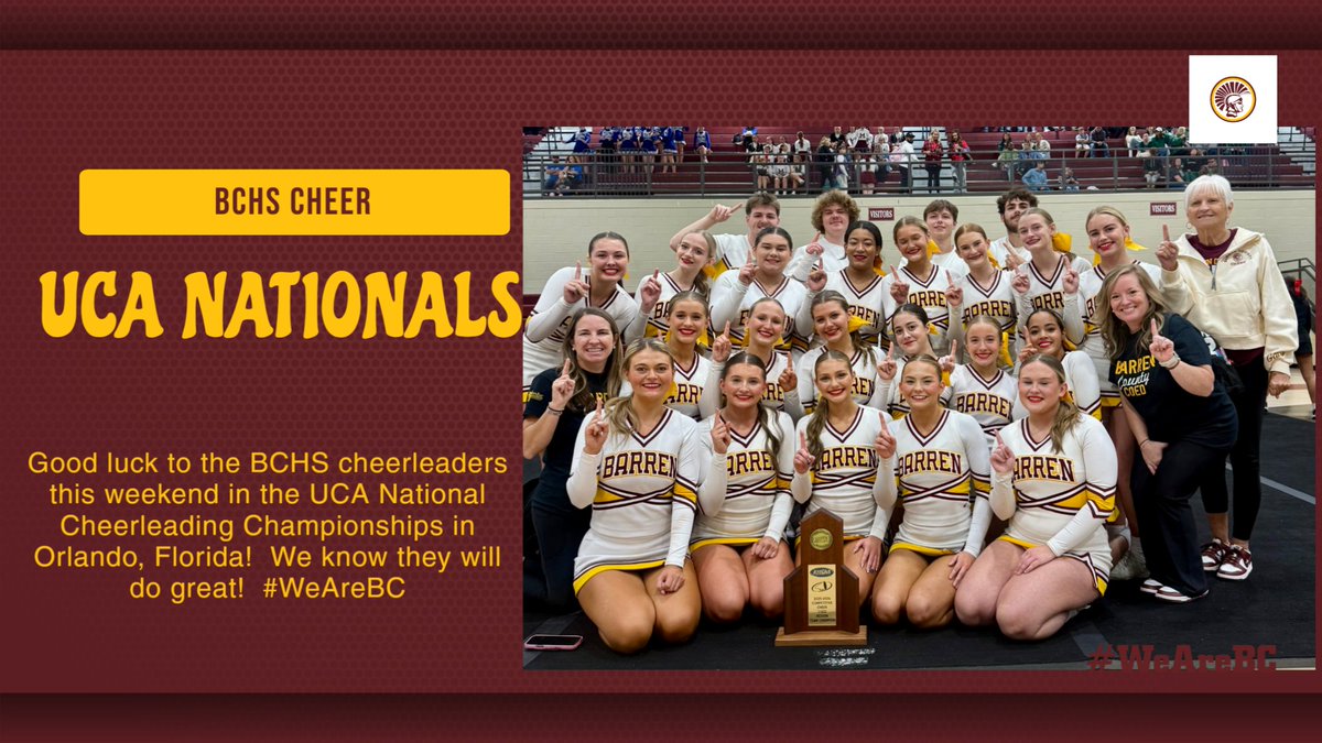 BCSports's tweet image. Good luck to the BCHS cheerleaders this weekend in the UCA Nationals in Orlando, Florida!  #WeAreBC