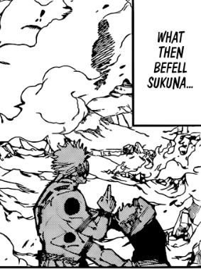 incorrectsukugo's tweet photo. Sukuna stopped fighting, quit opening his domain, literally, said "quit it, brat," and shoved Yuuji aside, because he thought Gojo returned to him. https://t.co/Bb6eN0Xnso