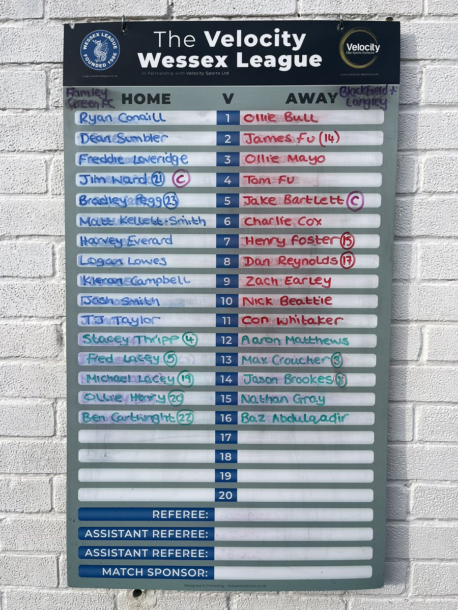 TODAY’S STARTING LINE UP ✍🏽

<a href="/official_FGFC/">Frimley Green FC</a> vs <a href="/bandlfc/">Blackfield & Langley FC</a>