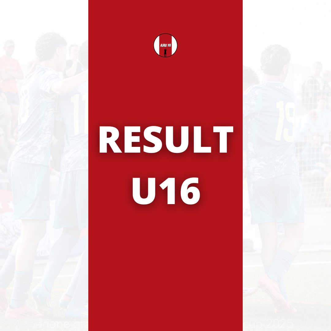 𝗥𝗘𝗦𝗨𝗟𝗧
• De Graafschap U16 - Ajax U16 (CUP, Last 16) 1-5
⚽️ Elgyn Hato 2x, Geraïn Van Loon, Ky-an Martis &amp; Jeremayo Levant! ✅👌

#AjaxU16 #AjaxYouth