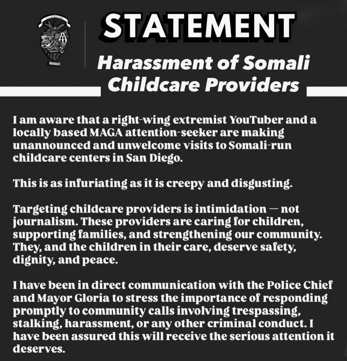 A San Diego City Council member called <a href="/nickshirleyy/">Nick shirley</a> &amp; me “MAGA right wing extremists” and “creepy &amp; disgusting” for investigating Learning Centers in California this week.

This is the same council member who showed up at Children’s Hospital on Saturday ranting &amp; demanding