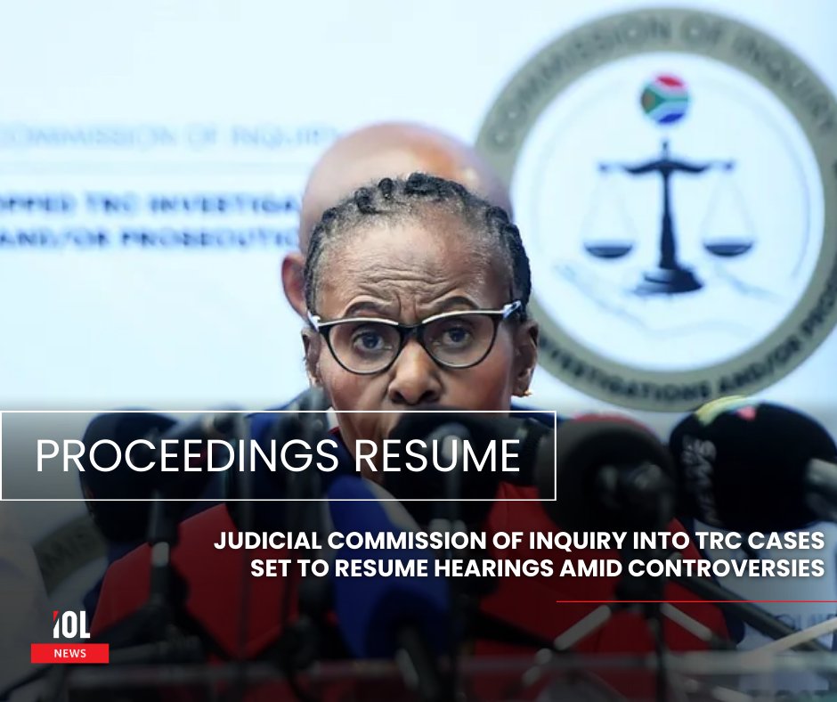 IOL's tweet photo. The TRC inquiry resumes on February 4 after Zuma and Mbeki fail to remove Justice Khampepe.  
#TRC #JudicialInquiry #Khampepe #Zuma #Mbeki #TRCCases  
Read on: https://t.co/NVNHkxsnMu https://t.co/RqvYbOVGRp