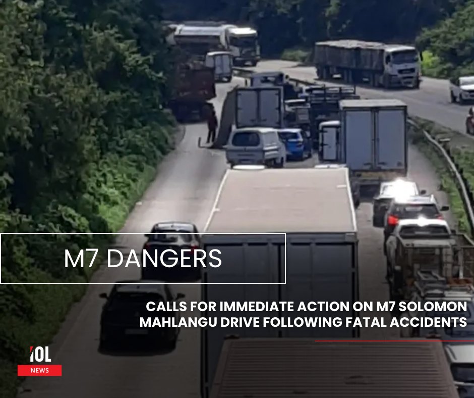 IOL's tweet photo. After nearly four years of warnings, road users warn of daily collision risks on the M7 Solomon Mahlangu Drive between Pinetown and the N2 Bridge.
#M7 #SolomonMahlanguDrive #DurbanTraffic #CollisionRisk #PinetownToN2
Read on: https://t.co/OmjoWLFwZJ https://t.co/nrRxrL4dlM