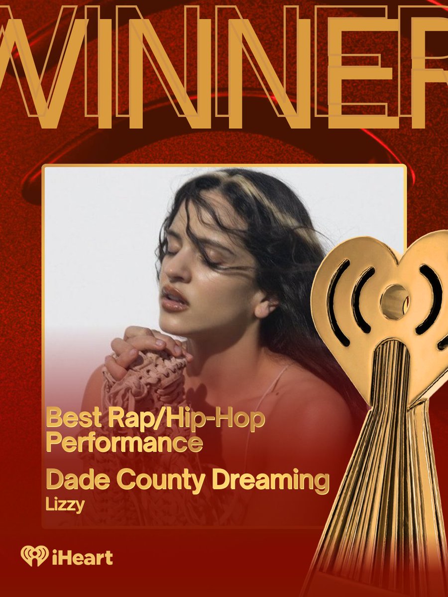 🏆 "Dade County Dreaming" de Lizzy acaba de VENCER a categoria “Best Rap/Hip-Hop Performance” no #iHeartMusicAwards2026!