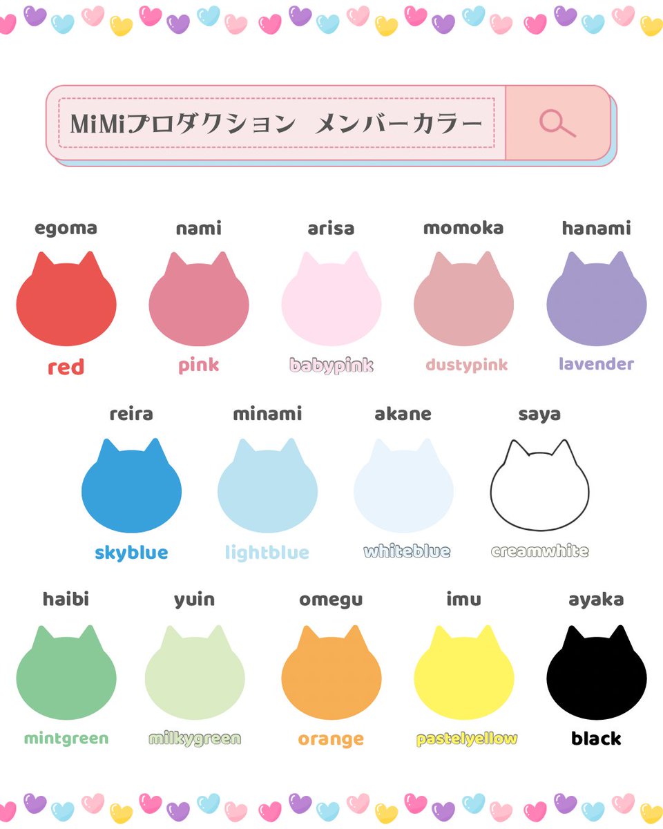 𓊆 MiMi member color 𓊇 こちらがMiMiメンバーの担当カラー表になり